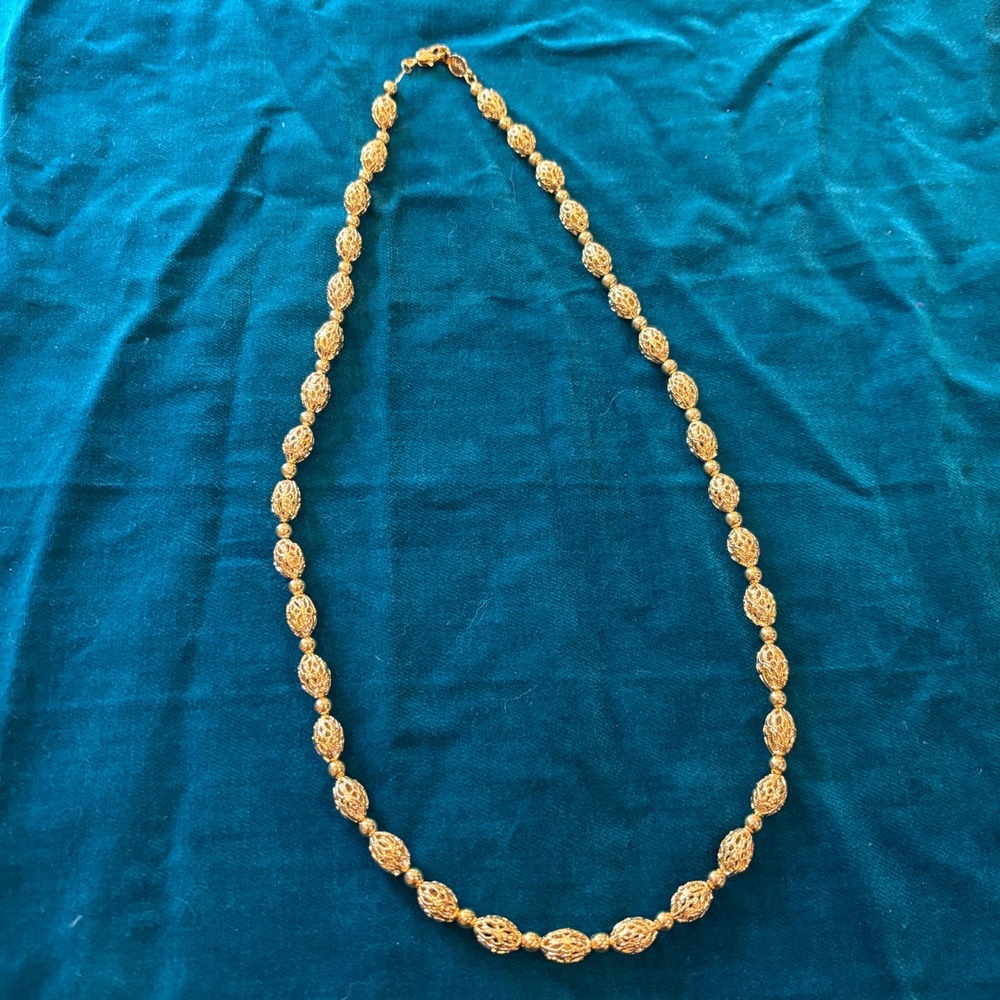 Napier Vintage Gold Tone Filigree Bead Necklace